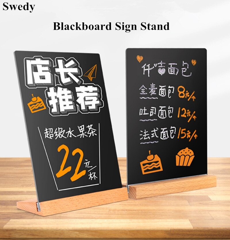 A5 210X148Mm Double Side Diy Houten Restaurant Rechtop Prijs Label Aanmelden Tafel Menu Display Stand Reclame Krijtbord frame