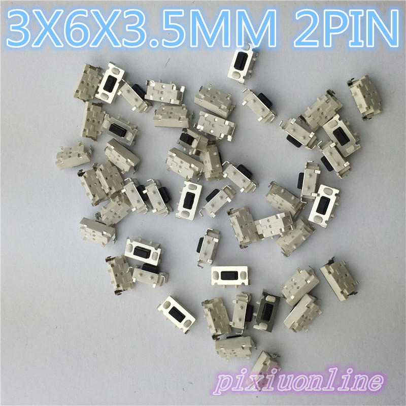 G71Y 50 stks/partij SMT 3X6X3.5 MM 2PIN Tactile Tact Drukknop Micro Switch G71 Momentary