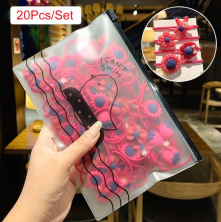 20/40Pcs Meisjes Haaraccessoires Geschenkdoos Elastische Haarbanden Bloem Clip Bows Hoofdband Haarband Leuke haarbanden Voor Kinderen: H