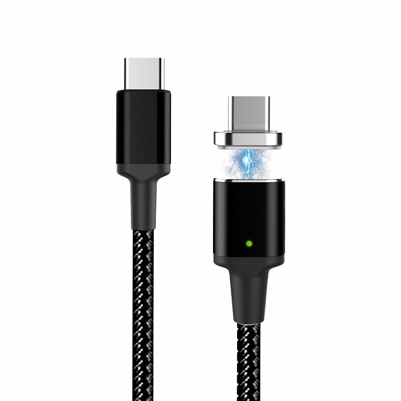 100W 5A Magnetische USB Typ C PD Kabel Super Schnelle Lade Daten Kabel 1,8 m für MacBook Pro Samsung galaxy S10 S9 Huawei P30 USB-C: Schwarz