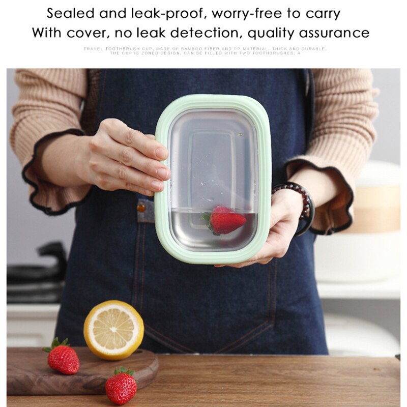 Rectangular Stainless Steel Crisper Box Food Storage Container Student Lunch Box Bento Box Kitchen Tool Food Leakproof Storage