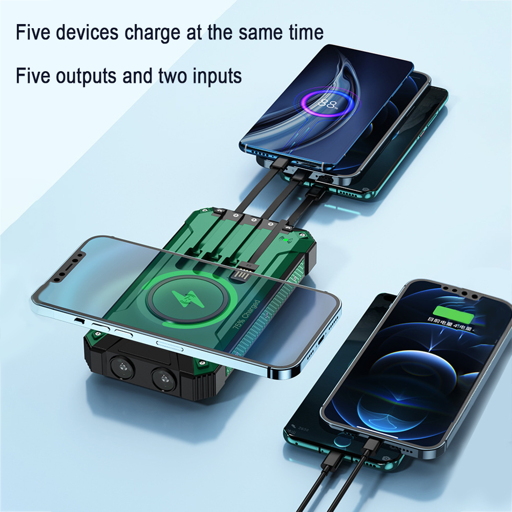 20000mah mobilepower cabo auto-contido energia móvel solar compartilhada universal caso macio telefone móvel neutro sem fio power bank