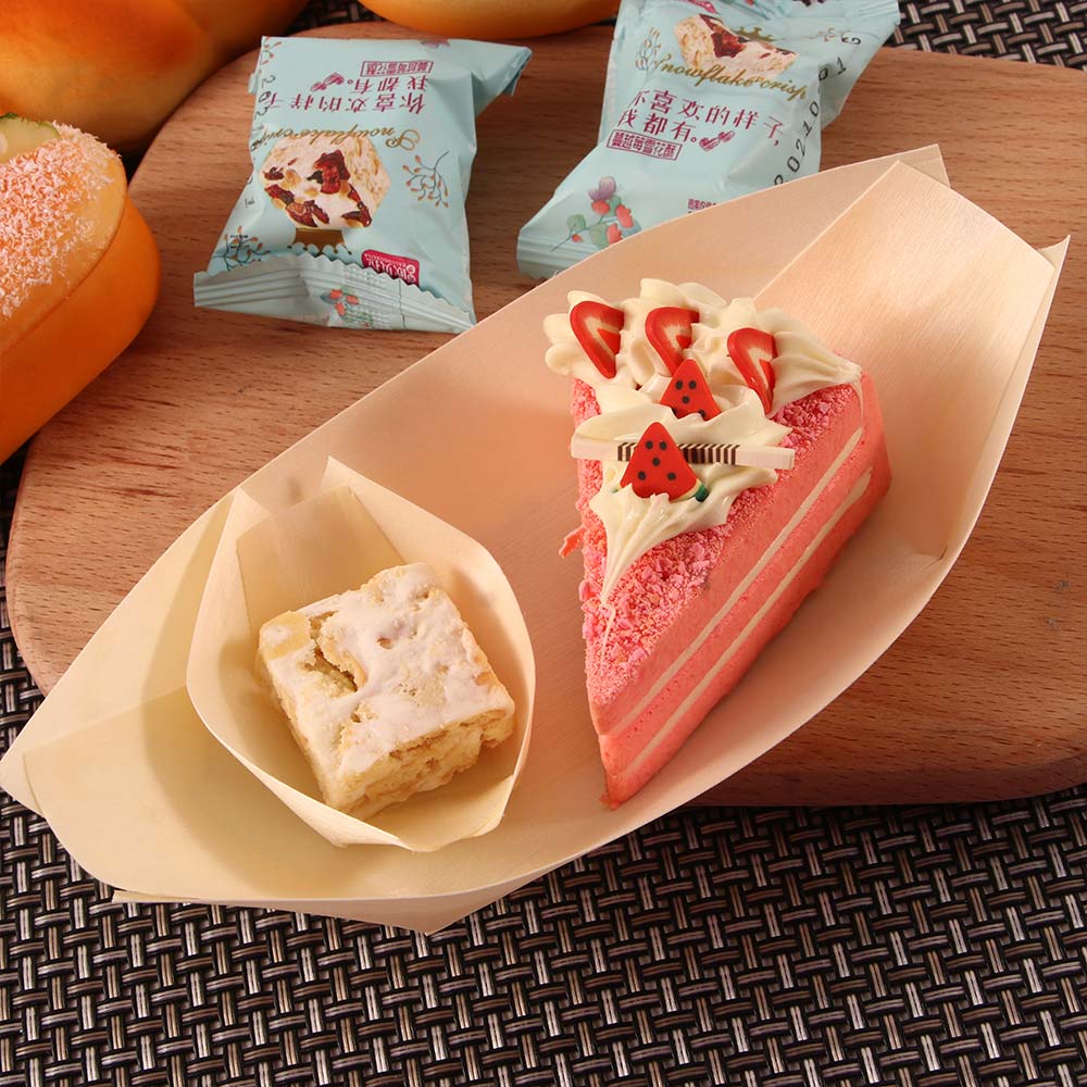 50 Pcs Pine Wood Serving Boat Disposable Food Tray For Home Catering Tool Home Supplies Baking Accessories