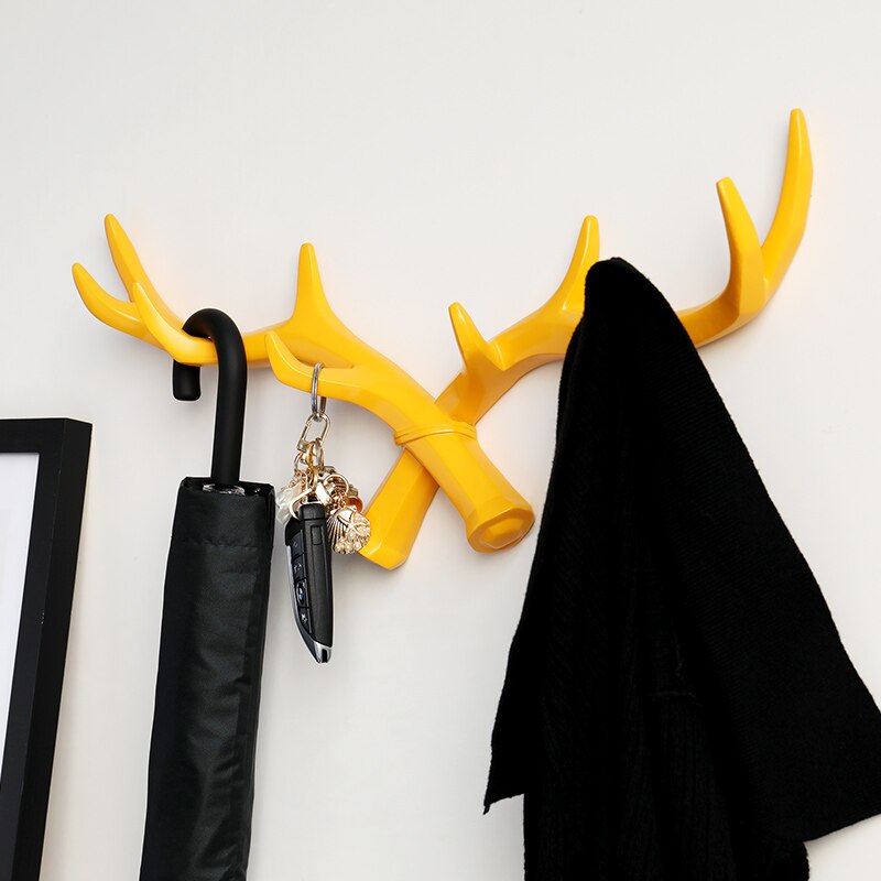Cuerno de ciervo de resina para colgar en la pared, gancho para llaves, toalla, bolso de mano, soporte para dormitorio, decoración del hogar, colgadores para puerta, gancho para colgar