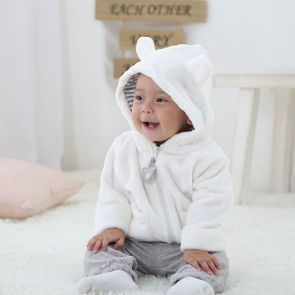 MUQGEW Pasgeboren Baby Jongens Meisjes Cartoon Lange Mouwen Warm Hooded Coat Kleding Snowsuit