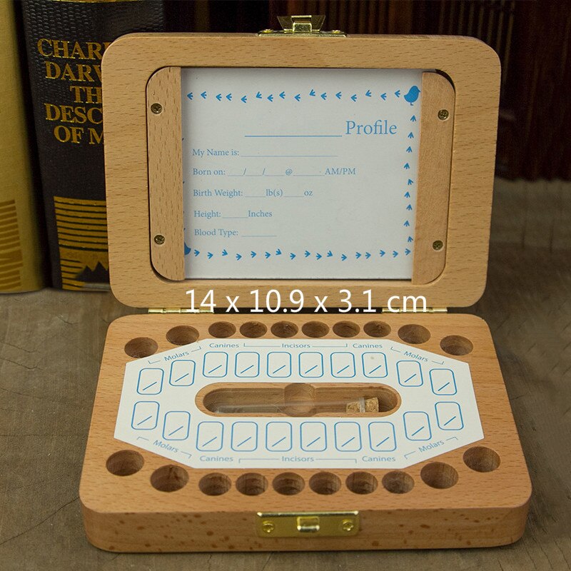 Children's Baby Deciduous Tooth Box Wooden Frame Tooth Storage Memorial Box For Milk Teeth UK: Default Title