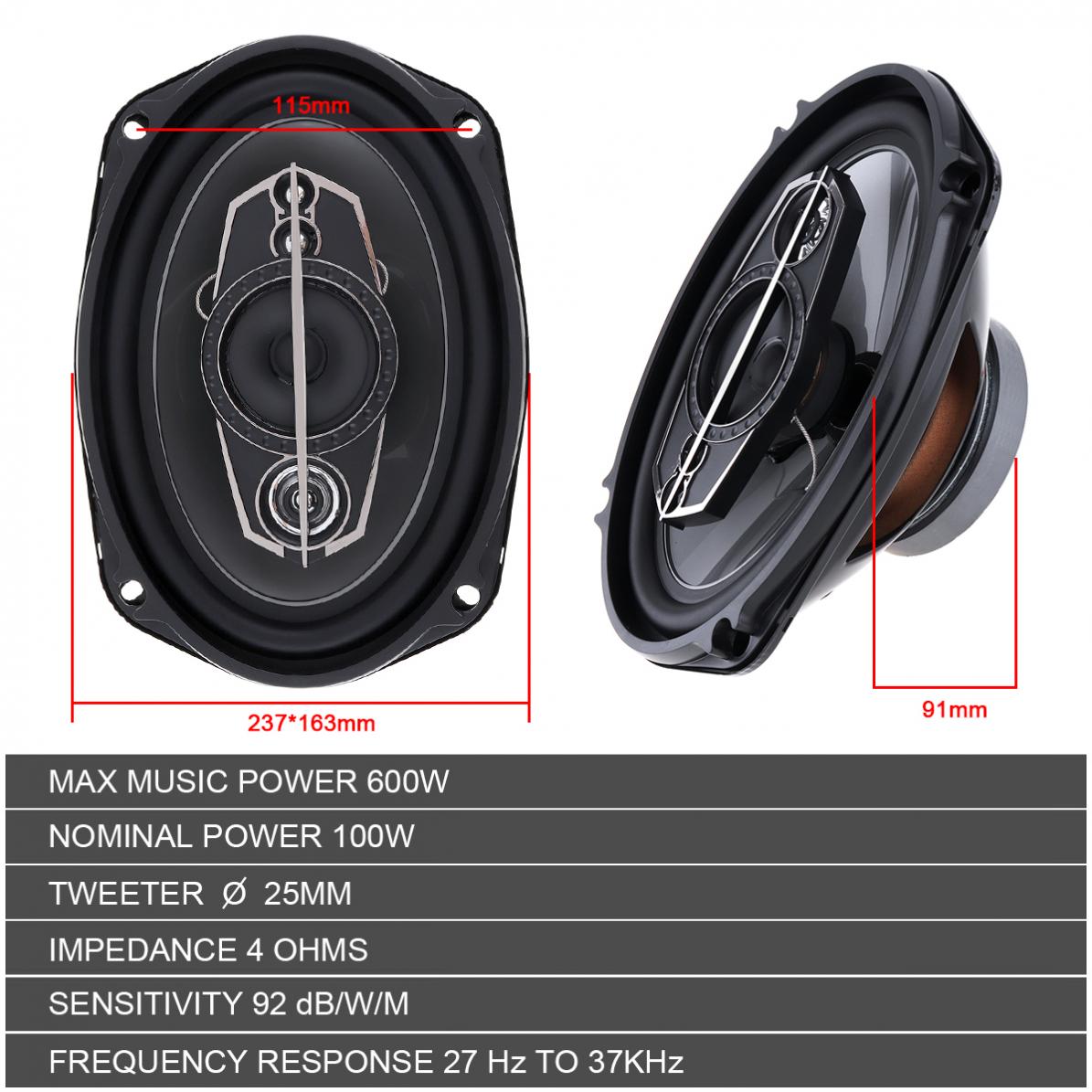 2 Stuks 6X9 "Inch 600W 5 Manier Auto Coaxiale Auto Muziek Stereo Volledige Bereik Frequentie Hifi luidsprekers Niet-destructieve Installatie