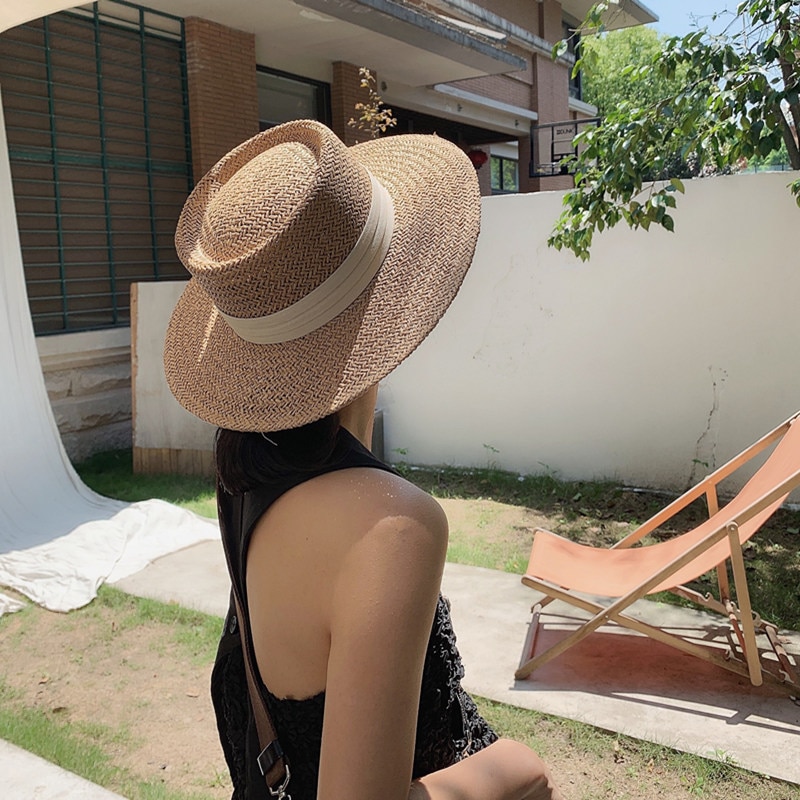 Dameshoeden zonnehoed zomer heren en dames handgeweven breedgerande platte hoed zonnescherm zonnebrandcrème vakantie strand zonnehoed strohoed