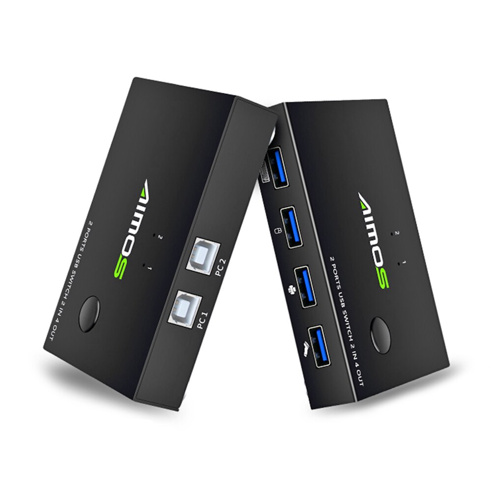 Practical 2x4 USB 2.0 Peripheral Sharing Switch Durable Multi-functional Classic 2 Computers Sharing 4 USB Devices