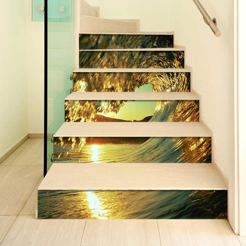 6 Stks/set 3D Vortex Trap Trap Riser Floor Sticker Zelfklevende Diy Stairway Waterdichte Pvc Muurtattoo Home Decor