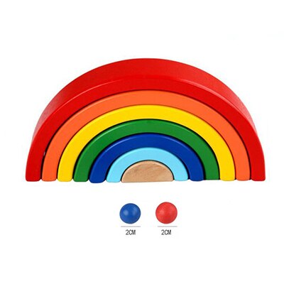 Baby Montessori Wooden Building Blocks Rainbow Stacker Wooden Toy Flame House Stone Rainbow Blocks Geometric Wooden Toys For Kid: Set 2