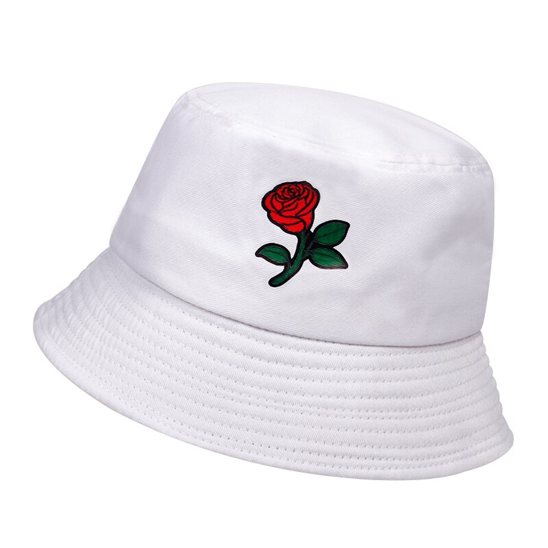 Bomull vill fisker lue rose utskrift bøtte hatter sommer utendørs kvinner reise beskyttelse sol hatter hip-hop panama hatter