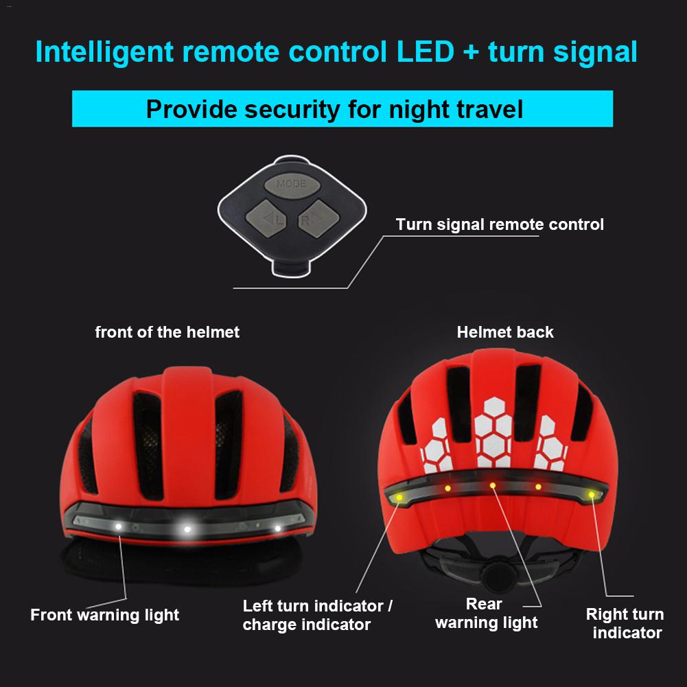 Bicycle Helmet Protective Remote Control Front Rear Indicator Light Safety Helmet For Bikes Scooters