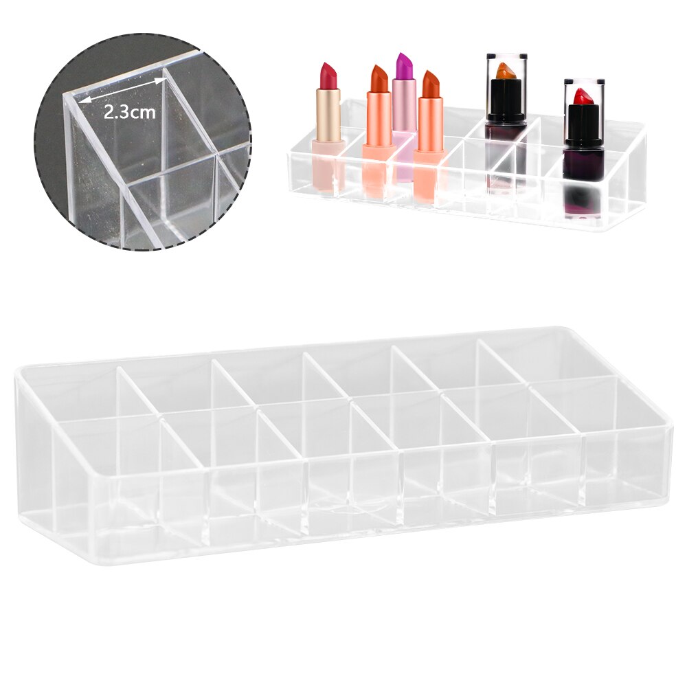 24 gitter læbestift makeup organizer akryl opbevaring makeup organizer til kosmetik læbestift neglelak display stand holder: A 12 gitre