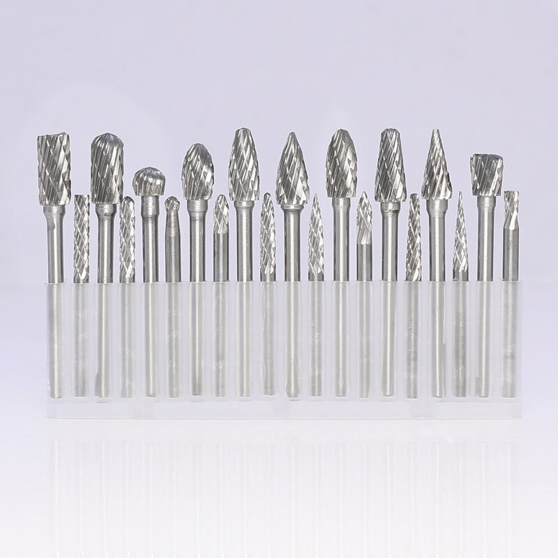 20PCS Tungsten Carbide Milling Cutter Rotary Burr Files Metal Rotary Drill Bit Electric Grinding Set For Metalworking