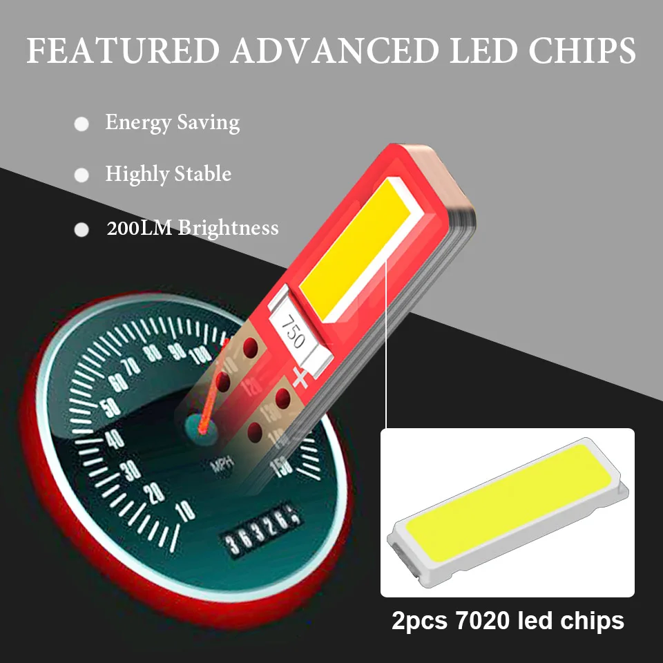 5 uds T5 LED 2SMD W3W W1.2W bombilla indicador de luz de coche tablero instrumento lámpara Auto motocicleta reemplazo 12V blanco