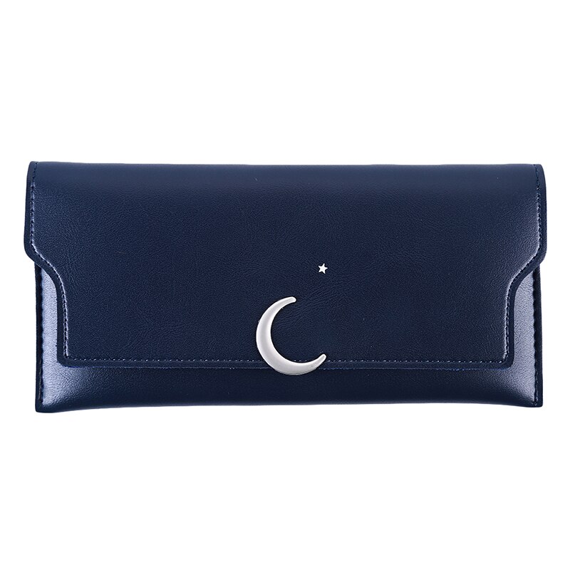 Kvinner lang star moon lommebok veske casual pu dekorative clutch bag mynt vesker holdere: Blå