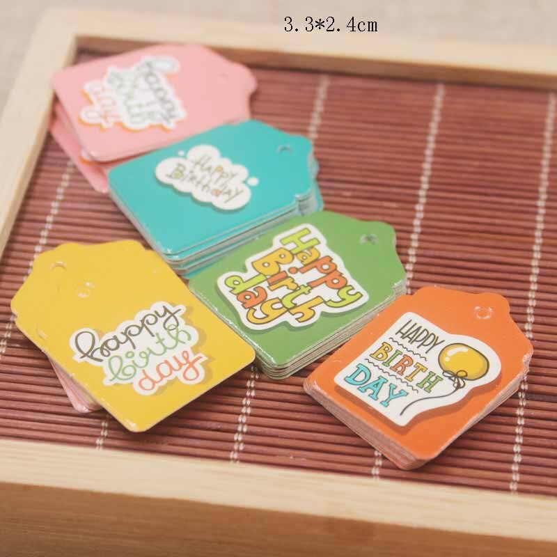 Feiluan tillykke med fødselsdagen serie dekoration tag diy fuld farve print papir label tag candy favors tag 50pc+50 reb