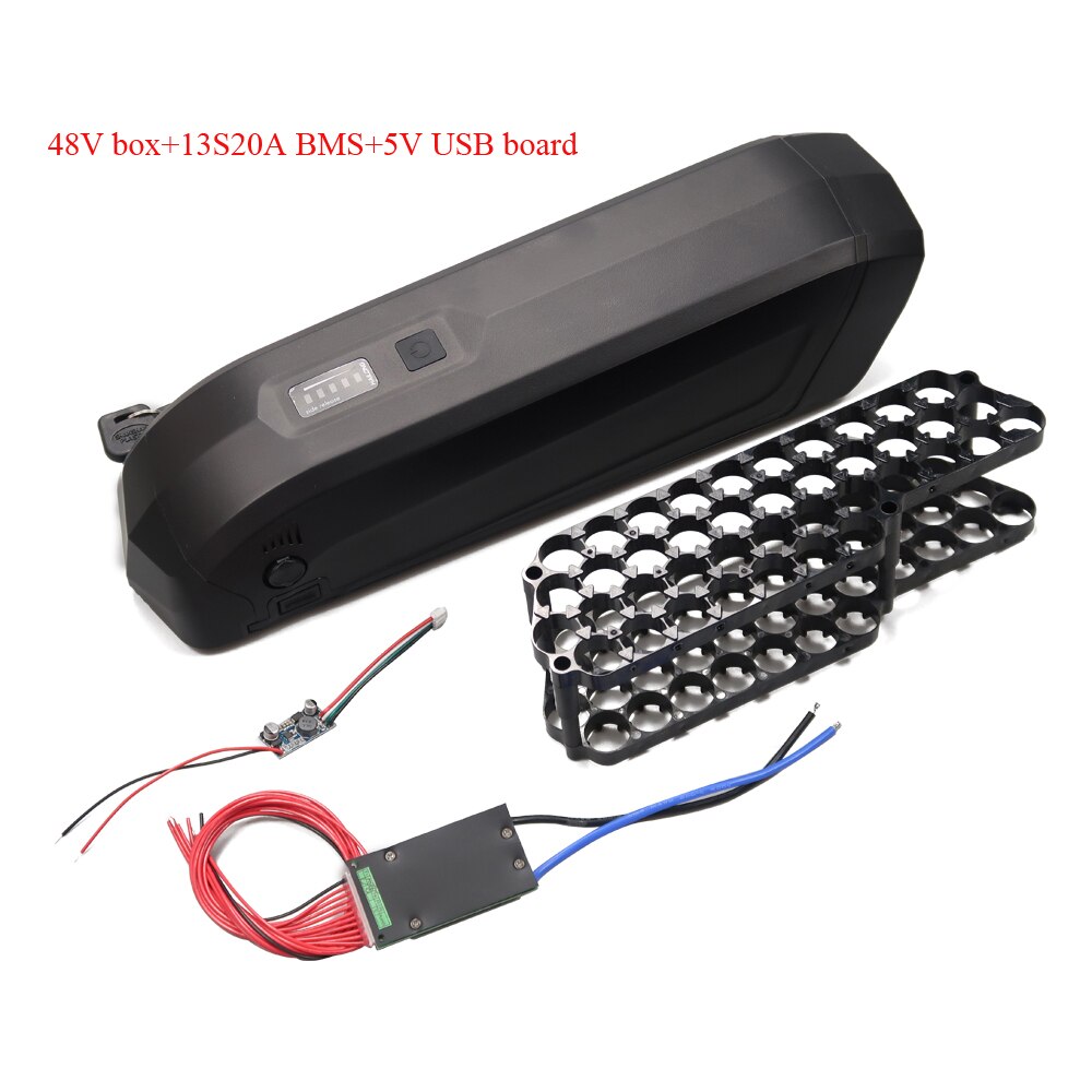 36v 48v hailong sidan släppa batteri låda elcykel ebike batterilåda hus med 5v usb -kort+bms: 48v bms 5v bräda