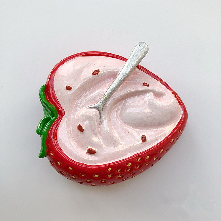 Imanes de nevera 3D pintados a mano, imán magnético para turismo, recuerdos, nevera, , fresa, sandía, patatas fritas, Chocolate