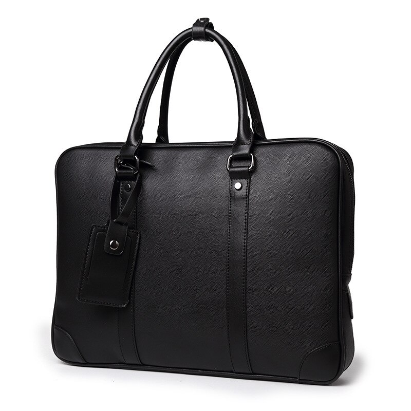 Business office Briefcase Men Soft PU Leather Handbag male Casual Computer laptop bag Black File Tote Classic Travel bags: Default Title