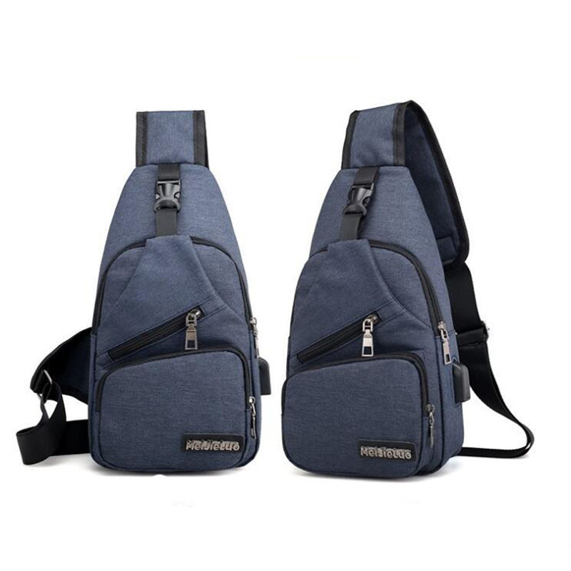 Hommes Anti-vol poitrine sac sacs à bandoulière USB charge sac à bandoulière école court voyage messagers sacs