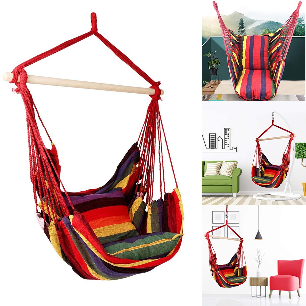 Hanging Rope Hammock Chair Swing Seat Large Hammock Chair Relax Hanging Swing Chair for Indoor Outdoor Camping Child Adult