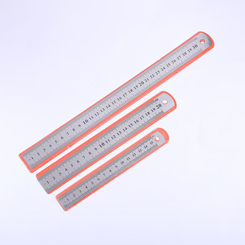 Regla recta de doble cara de acero inoxidable, regla métrica de escala de centímetros y pulgadas, herramienta de medición de precisión, suministros escolares y de oficina: Gris claro