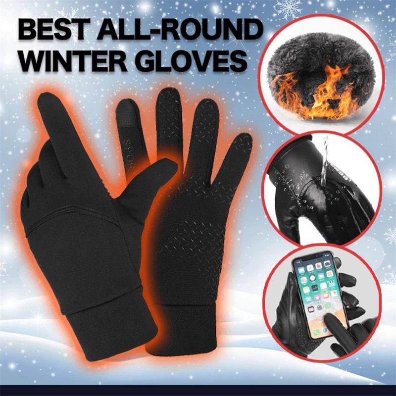 Mannen Echt Weerbestendig Shell Zachte Micro Fleece Voering Herfst Winter Warm Touch Screen Volledige Vinger Zwarte Handschoenen Voor Outdoor