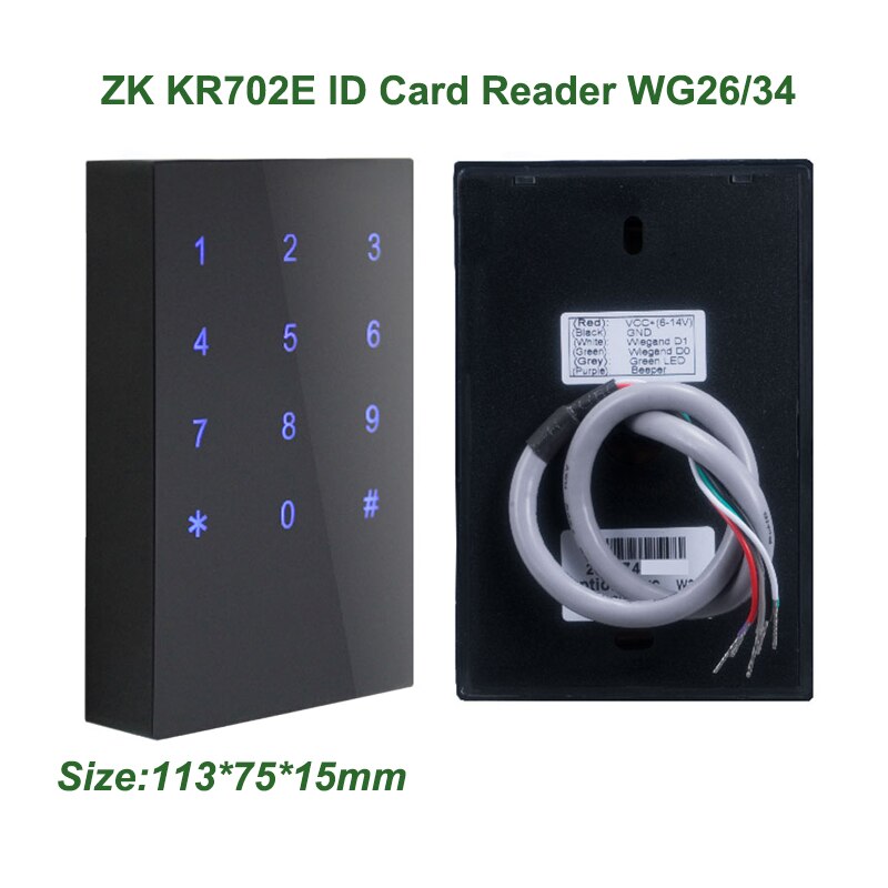 ZK KR702 IP65 Waterproof Smart Card Reader With Keypad And Led Wiegand26/34 Touch Key RFID Card Reader For Access Control System