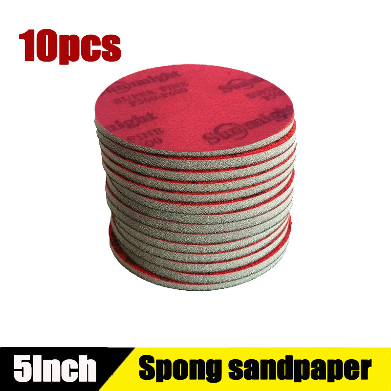 10 pçs 5 Polegada espuma seca molhada esponja lixa disco reunindo 180-3000 grão ferramentas abrasivas para moagem lixa