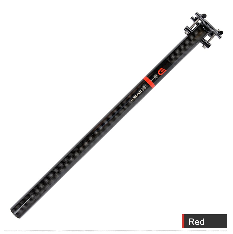 DODICI Full Carbon fiber Bicycle Seatpost 31.9/33.9/34.9*580mm 3K Glossy Folding Bike Seat Tube Ultralight Straight saddle pole: Red 33.9x580mm