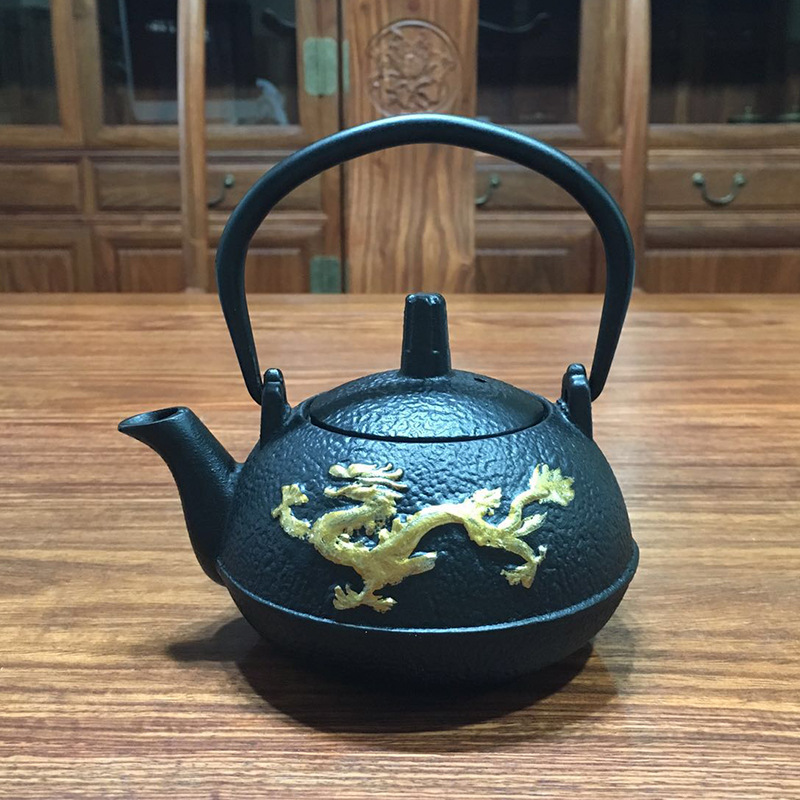 Retro støbejernskedel tekande kungfu kedel boligindretning 300ml: Guld