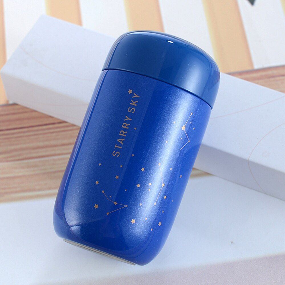 200ml Insulated Thermos Bottles Starry Sky Mini Small Capacity Leakproof Coffee Mug 304 Stainless Steel Vacuum Flask Couple: Blue
