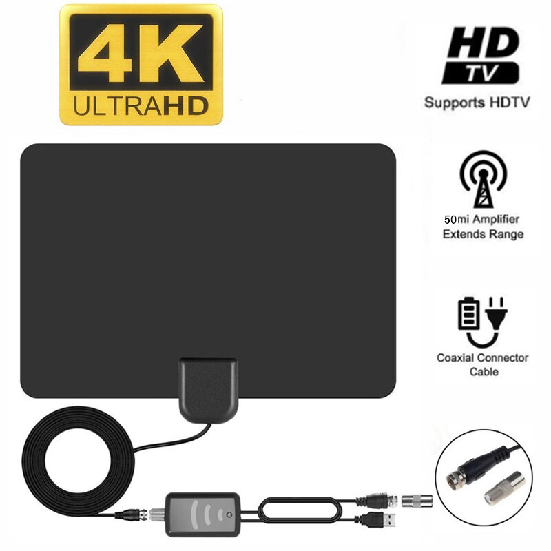TV 960 Mile Range Mini TV Antenna HD Indoor Digital Antenna ATSC Standard Signal Reception HDTV Box Antenna FM/VHF/UHF High Gain