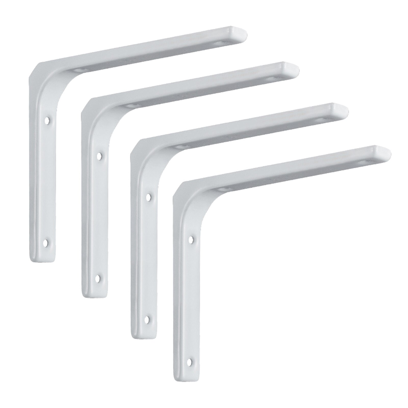 4pcs Corner Brace Support Shelf Bracket L Shaped Steel Home Decor Hardware Right Angle DIY Wall Mount Furniture Heavy Duty: White 150x125mm