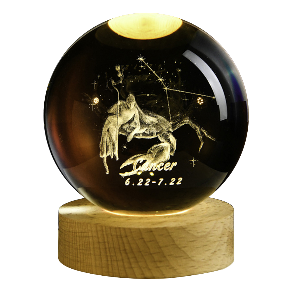 Usb 3d Kristallen Bol 12 Constellatie Led Nachtlampje Decor Lichtgevende Projectoren Slaapkamer Decor Nachtlampgeschenken Voor Kinderen Paar: S / Light Grey