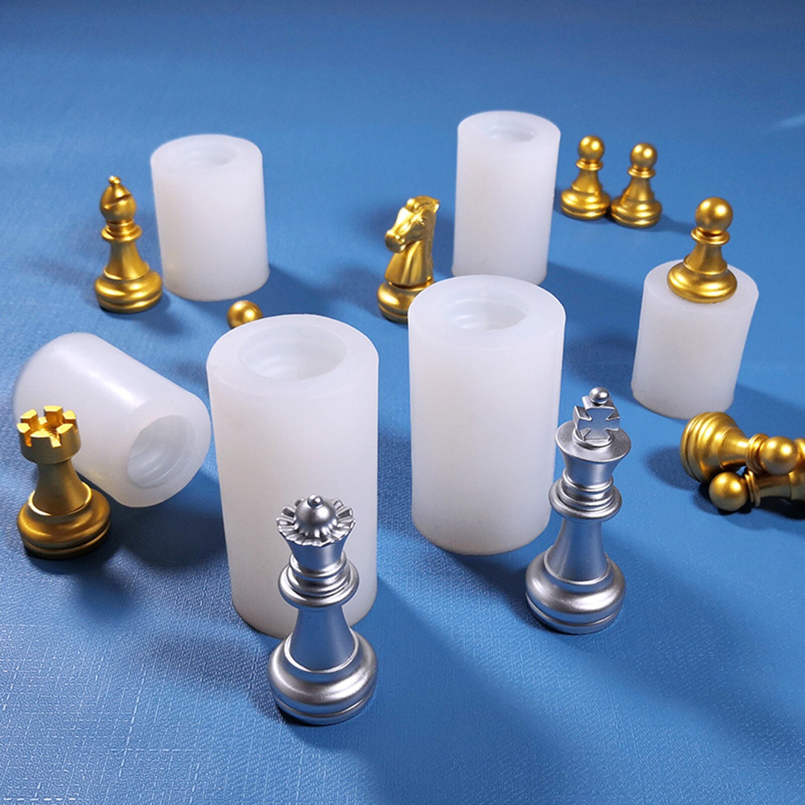 6 Types Silicone Cake Mold International Chess Fondant King Queen Bishop Knight Pawn Resin Mould Polymer Clay Pan Baking Tools