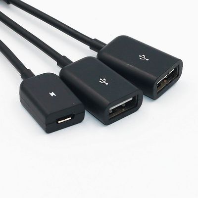 3 in1 Multi-function Dual Micro USB Host OTG Hub Adapter Cable Male to Female Dual Micro USB 2.0 Host OTG Hub Adapter Cable