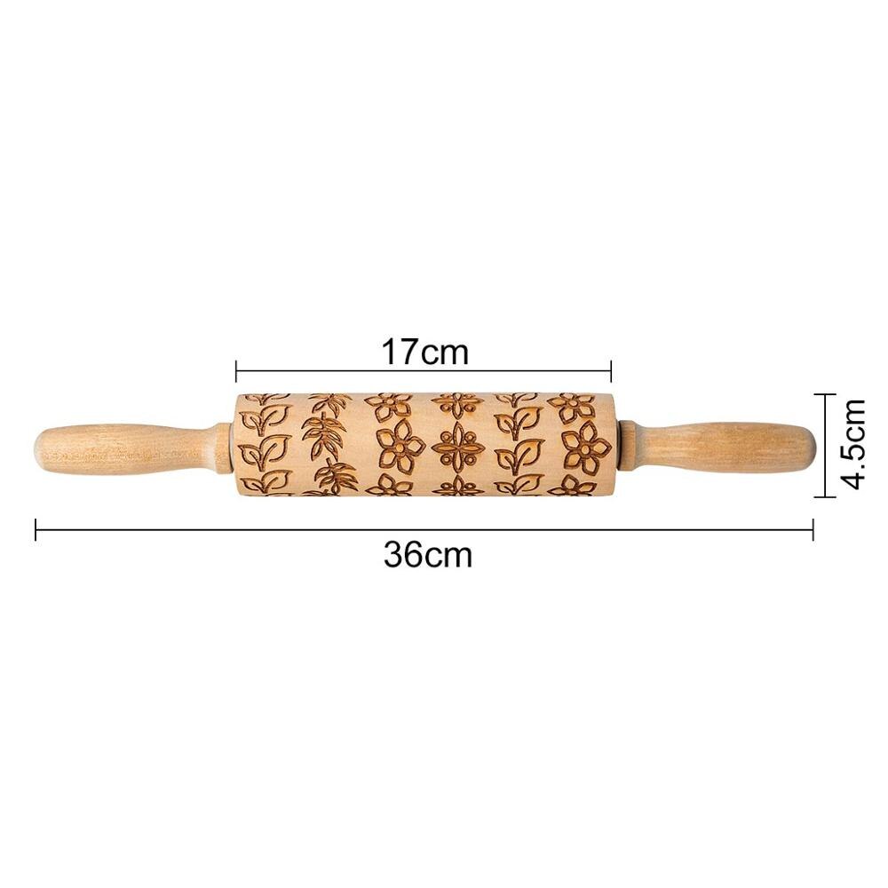 Bloem Blad Reliëf Houten Roller Rolling Pin