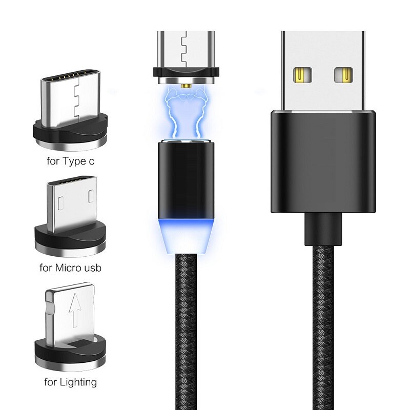 Cable USB magnético, enchufe de carga rápida, Cable USB tipo C, cargador magnético, Cable Micro USB de carga de datos, Cable de teléfono móvil USB