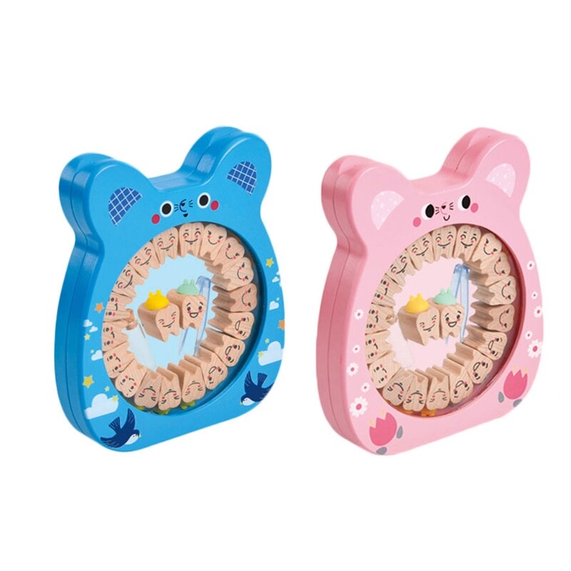 40JC Wooden Baby Teeth Box Tooth Shape Deciduous Tooth Holder Milk Teeth Memorial Box
