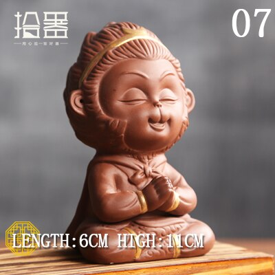 Zen boutique monkey king lilla ler te kæledyr kinesisk kung fu te sæt yixing te si kontor tilbehør dekoration