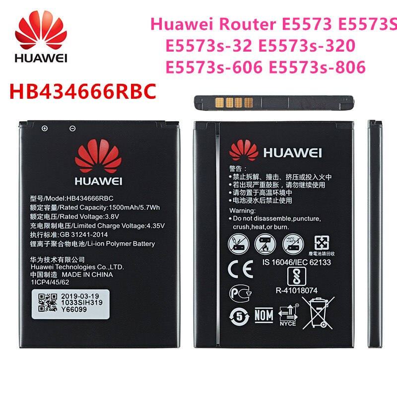 Batería original hb43466rbc 100% mAh para Huawei Router E5573 E5573S, E5573s-32, E5573s-320, E5573s-606, teléfono móvil, 1500