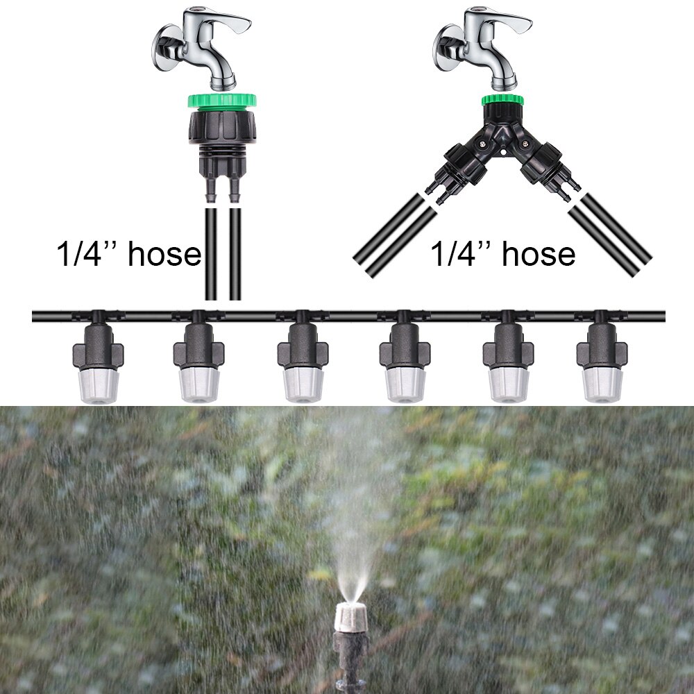Greenhouse Micro Drip Irrigation Watering Kit System 1/4''Automatic Garden Self Water Flower Lawn Adjustable Dripper Atomizer