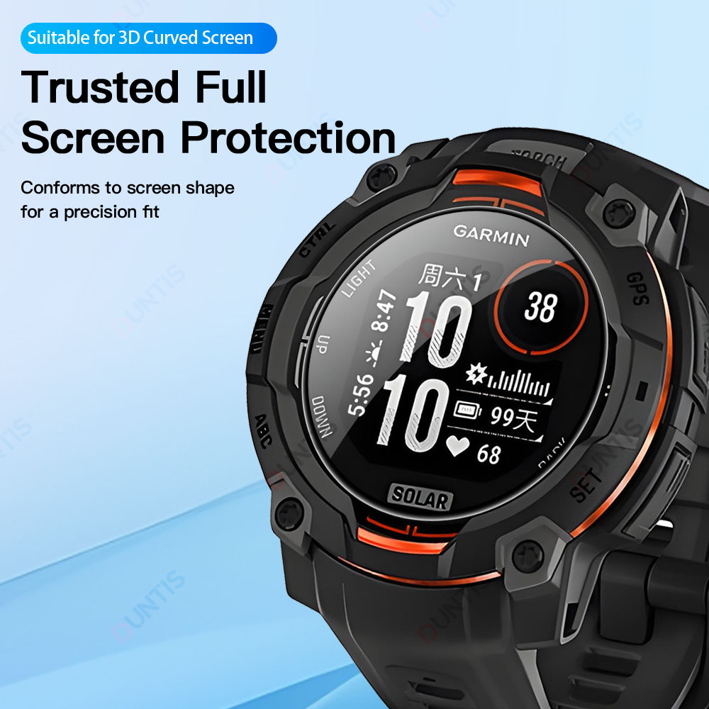 Screenprotector voor Garmin Instinct 3 AMOLED & SOLAR 50 mm 45 mm 3D gebogen schermbeschermer Ultra-HD beschermfolieaccessoires