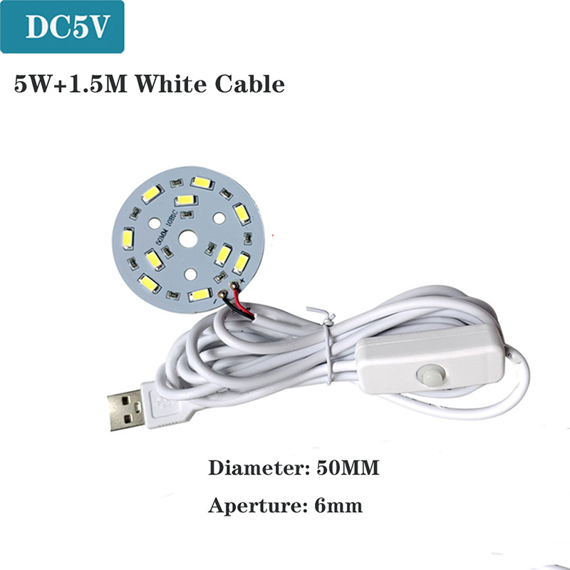 1 pièces DC5V puces LED à intensité variable SMD5730 lampe à LED USB variateur 2W 3W 5W 10W 30W panneau lumineux blanc lumière chaude avec câble de commutation marche/arrêt: 3.0-3.6 v / Ivoire