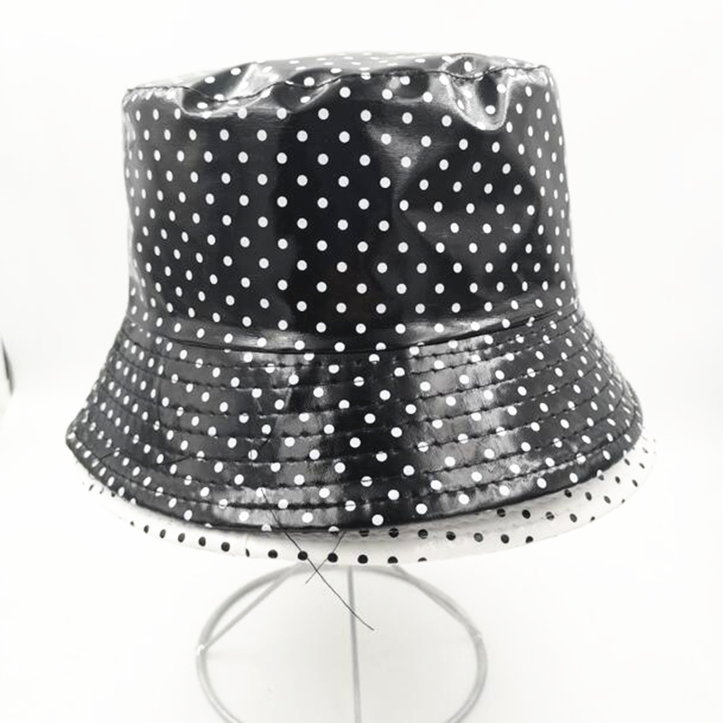 Reversible Waterproof Bucket Hat For Women Rain hat Fishing Dot Caps Hat Two Side Cap Female H3