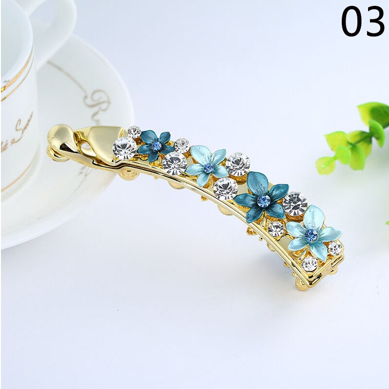 Nowe akcesoria Crystal Barrette Rhinestone spinka do włosów spinka do włosów spinka w kształcie Banana spinki do włosów dla kobiet akcesoria do włosów Hairgrip: 03