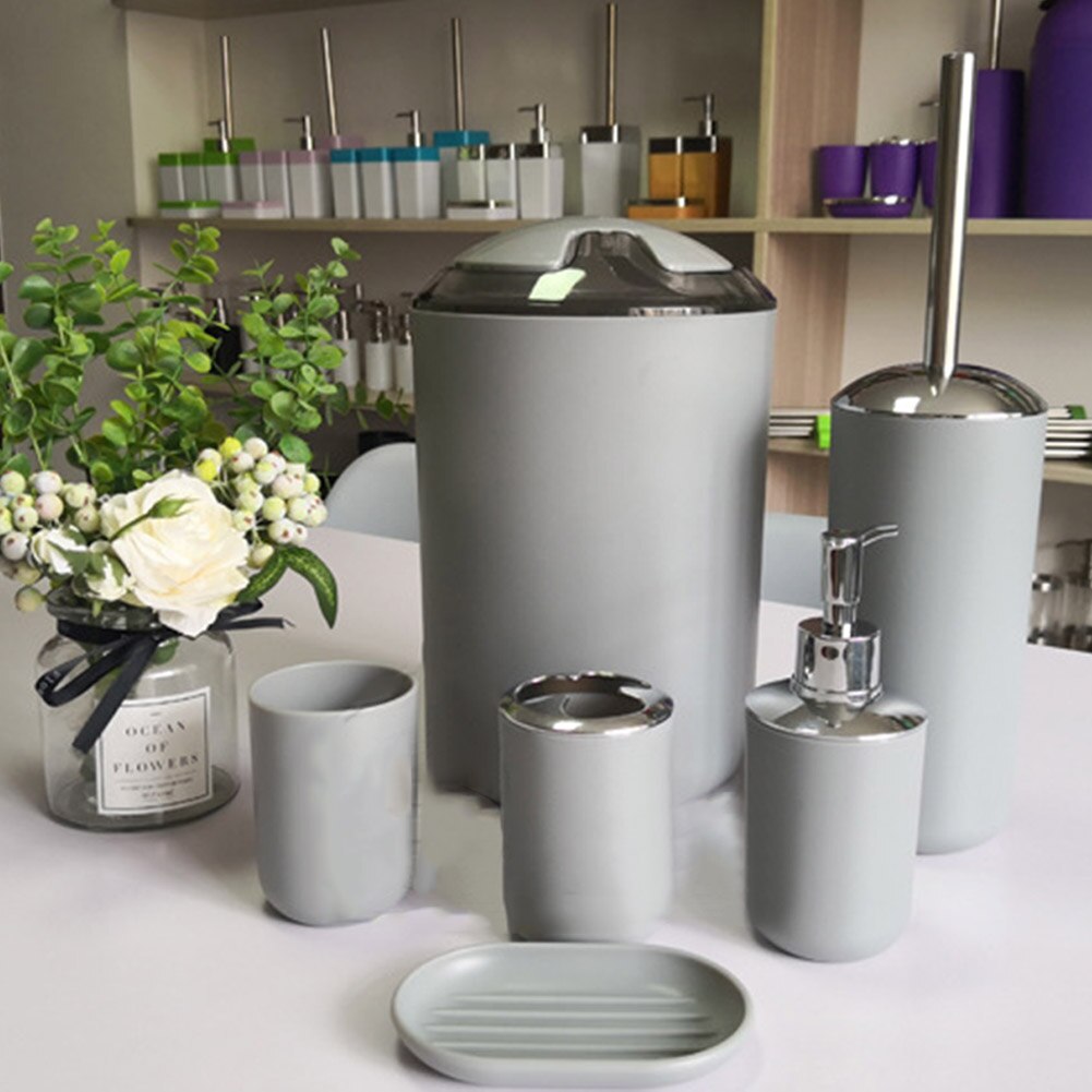 Nieuw 6 Pcs Europese Plastic Badkamer Accessoires Set Toiletartikelen Badkamer Hotel Levert TE889